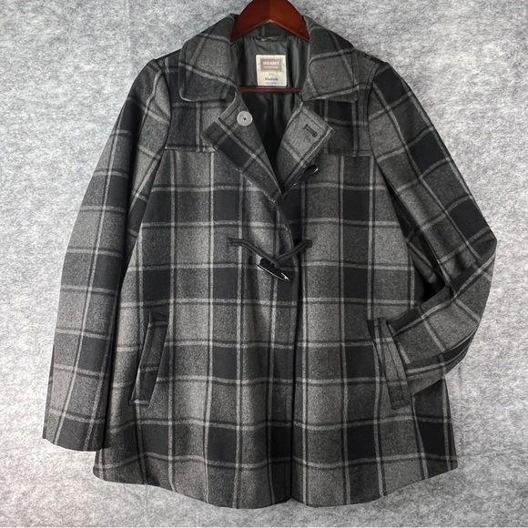 Maternity Wool Coat Sz MED Old Navy Gray Black Pockets Fully-Lined Toggle Close - Picture 4 of 14